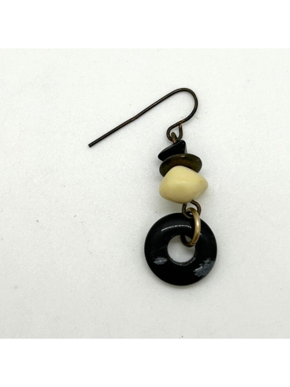 Handcrafted Acrylic Bead and Donut Ring Stacked Bead Dangle Earrings - Picture 7 of 11